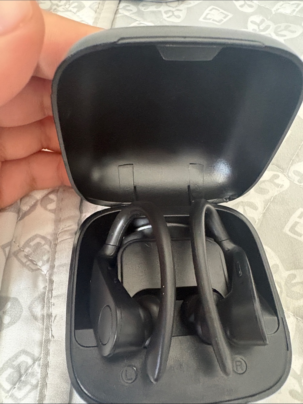 Black On-Ear Sports Headphones with Charging Case